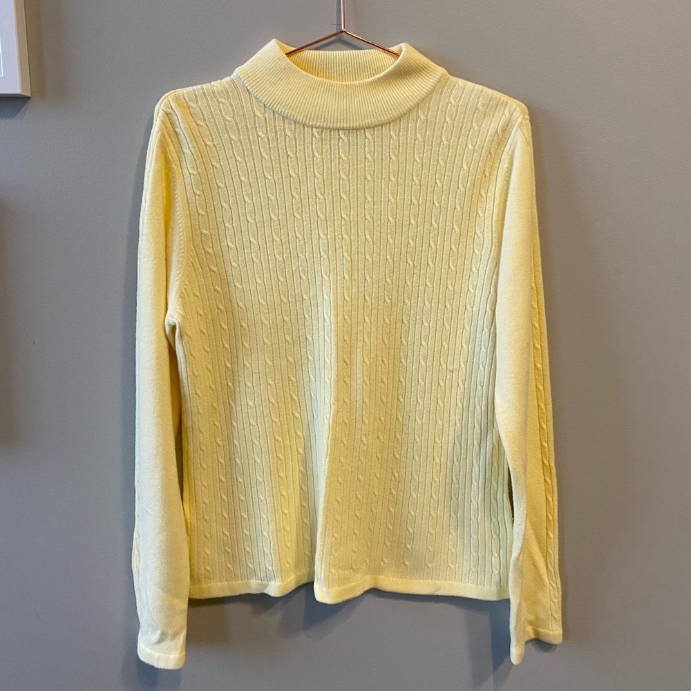 Yellow knit turtleneck sweater